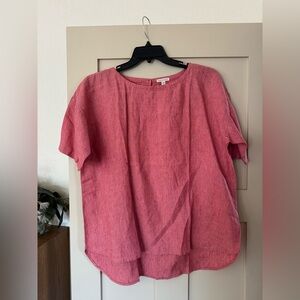 Eileen Fisher XL NWT 100% Organic Linen Top Pink Box Shirt